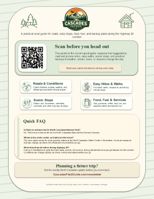 North Cascades guest binder planning sheet